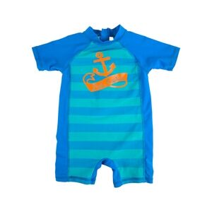 Joe Fresh Baby Boys' Swimwear One Piece Rash Guard Blue Stripes |  12-18M